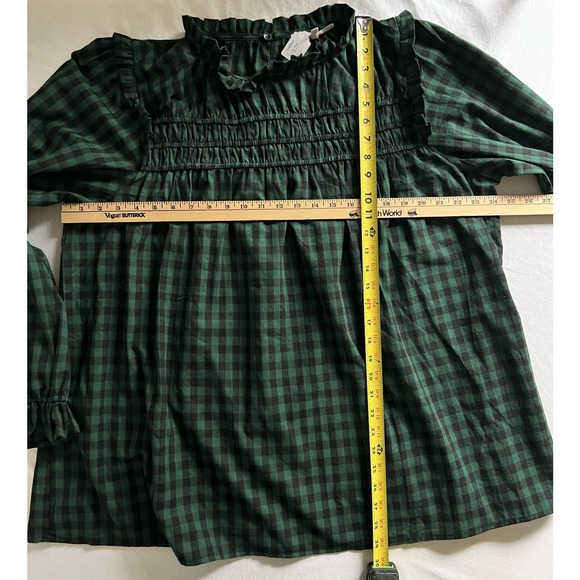 Haptics Blouse Green Black Cotton 3x‎ Long Slv NWT - Picture 10 of 11